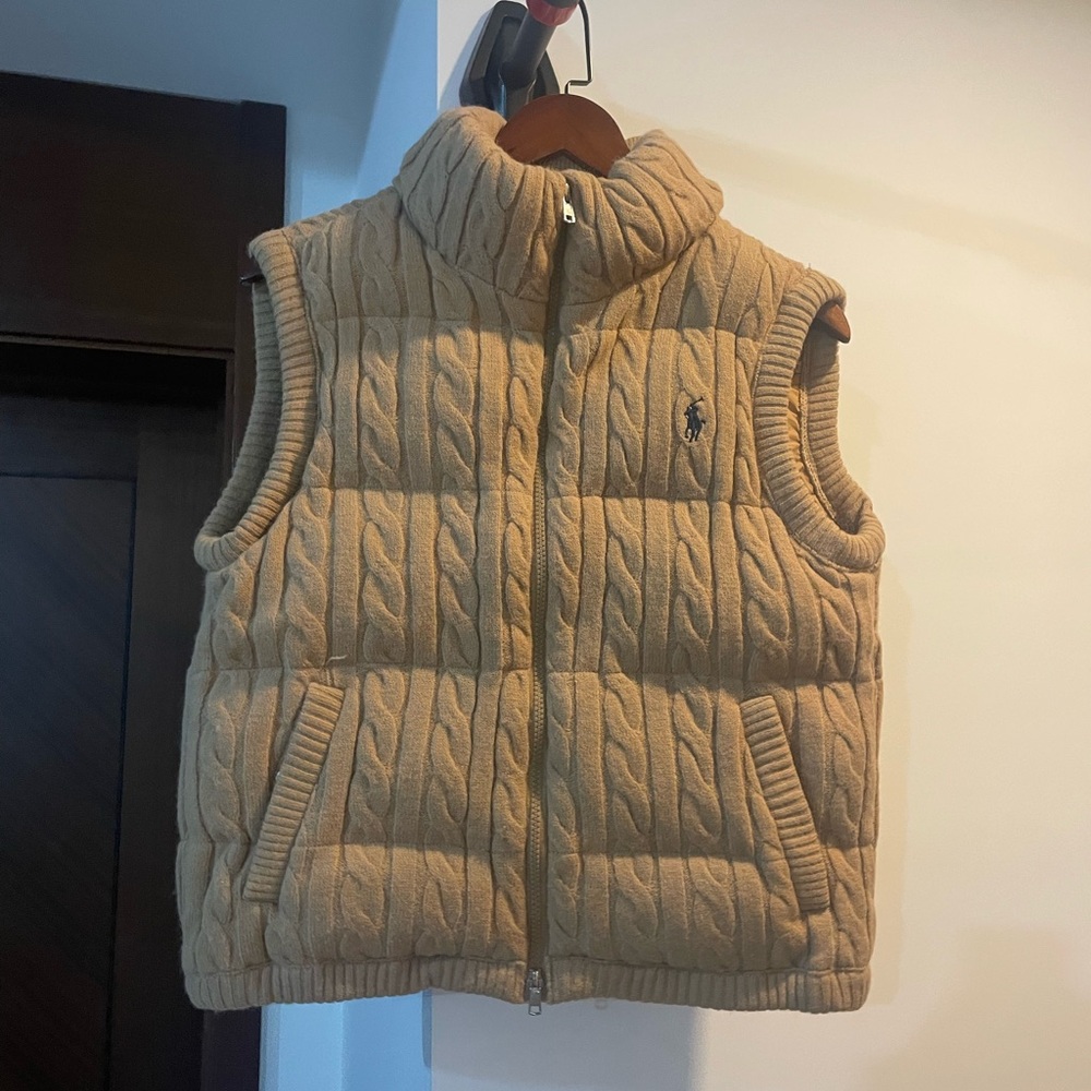 Polo by Ralph Lauren Cable-Knit Quilted Zip Vest - Tan